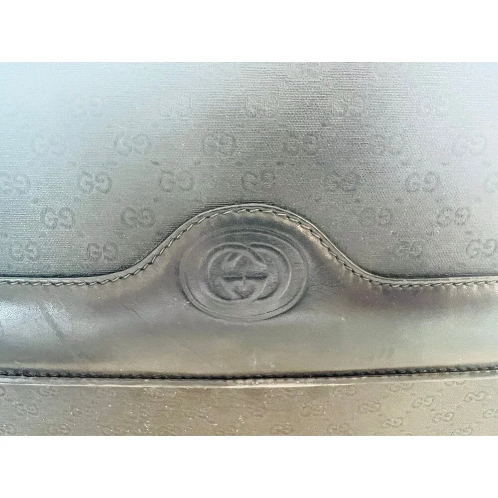 Vintage Gucci Black Monogram Canvas & Leather Shoulder Bag - Picture 3 of 11